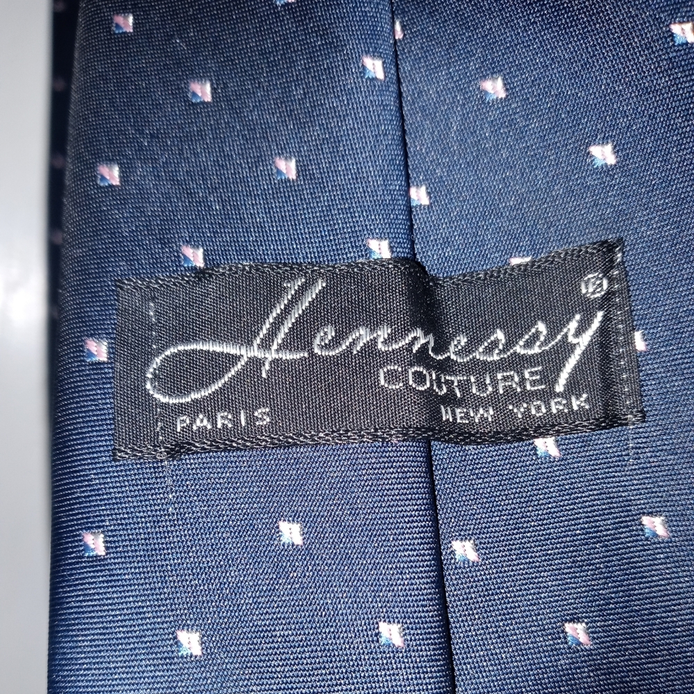 Hennessy Couture NY patterned Blue tie